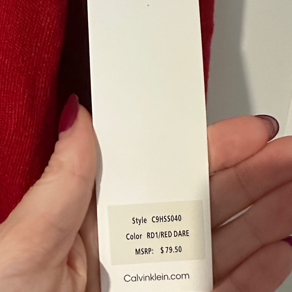 Calvin Klein Red Cowl Neck Sweater - Picture 3 of 4